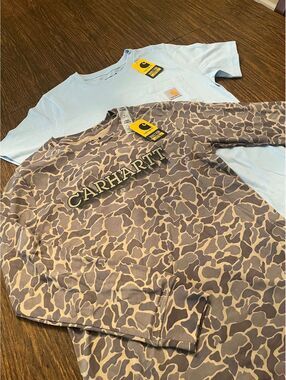 Carhartt Unisex T-Shirt Bundle Size Medium 10/12 Camo & Pocket Tee NWT